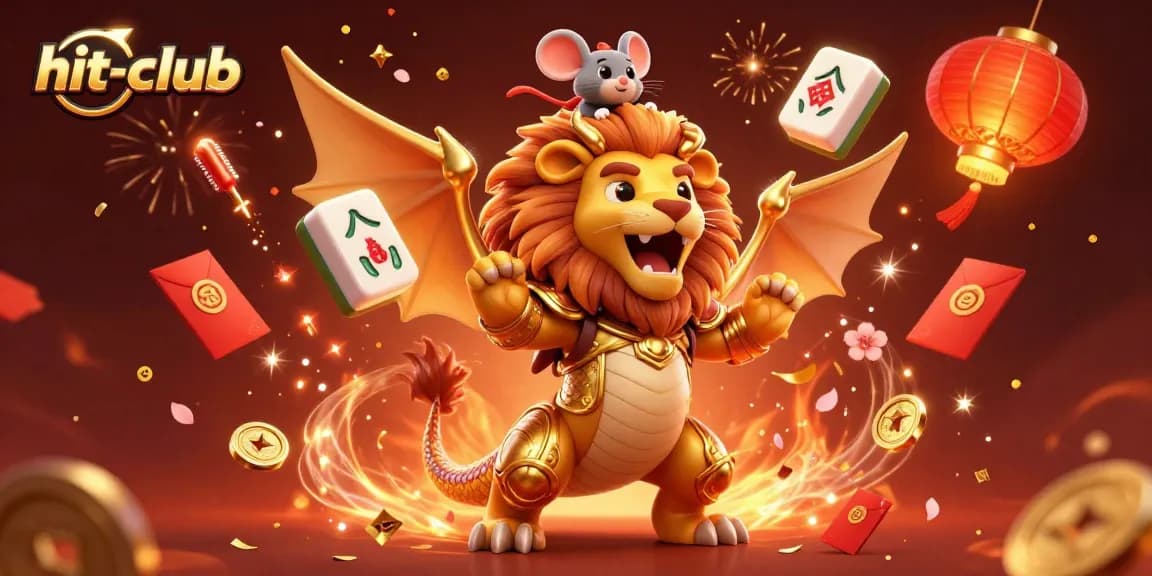 Engage in thrilling gameplay at hit-club with the golden chimera and festive casino elements.