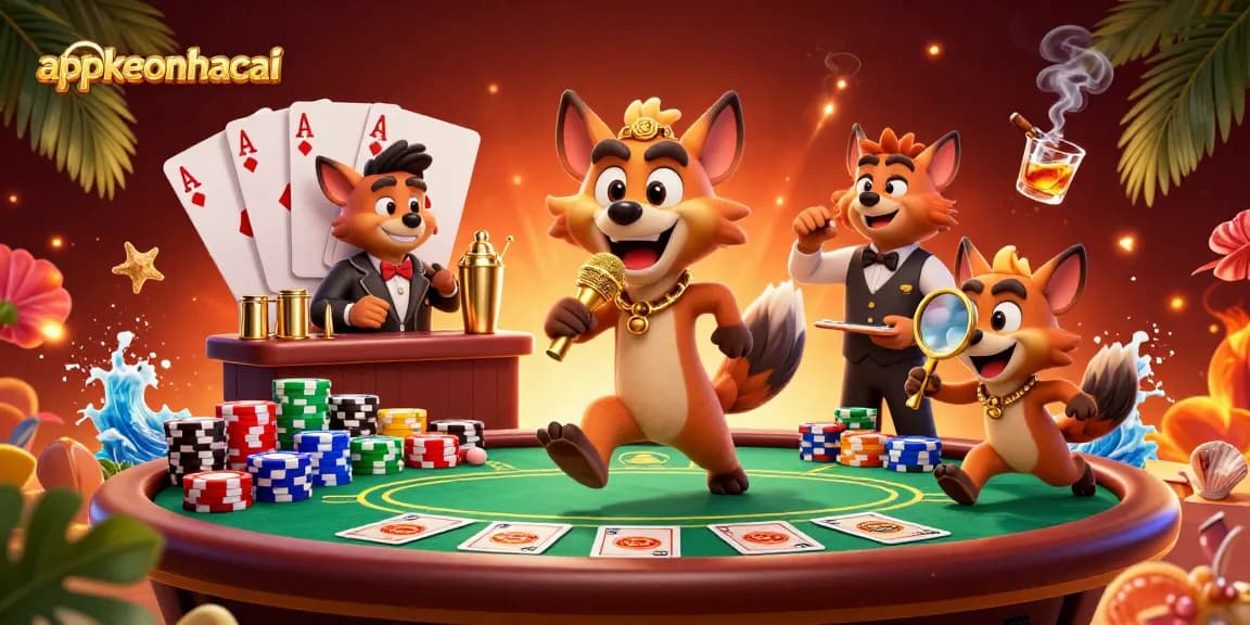Experience the lively appkeonhacai comedy casino with hyenas crafting jokey moments among poker games.