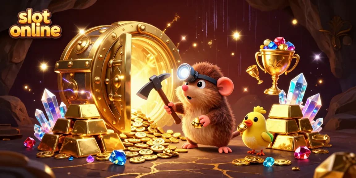 Spin the reels on slot online amidst a treasure-filled cave with glowing gems and golden riches.