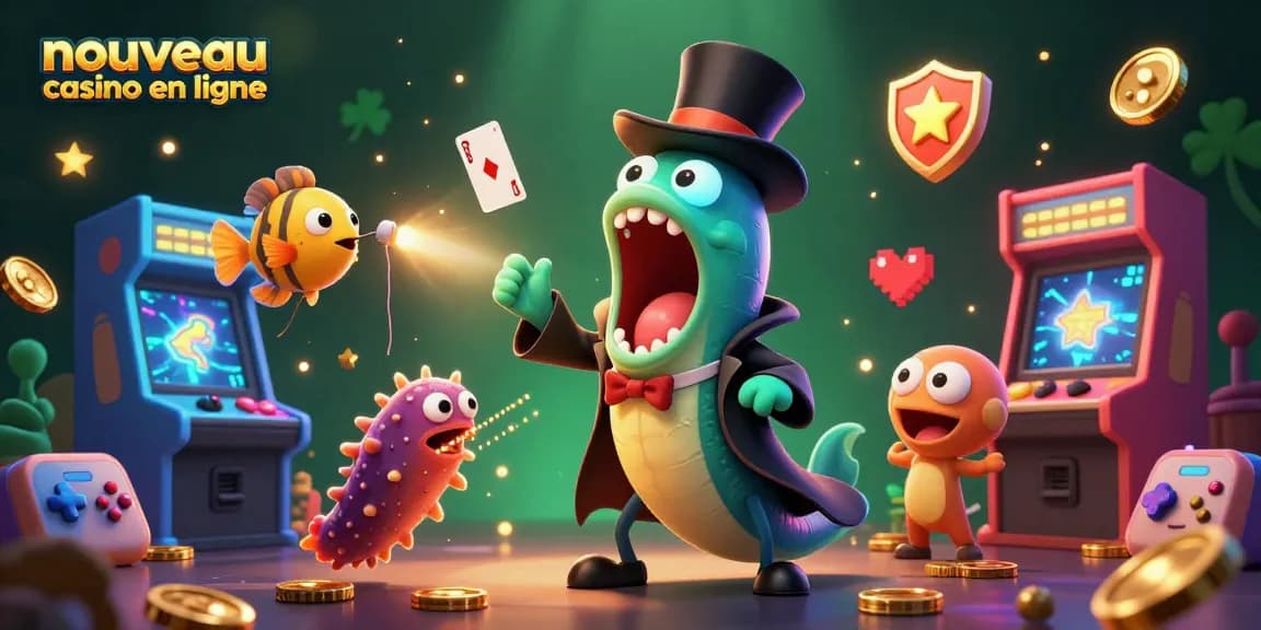 Un grand serpent de mer magicien réalise des tours au nouveau casino en ligne, illuminé par des poissons lanternes de pêche.