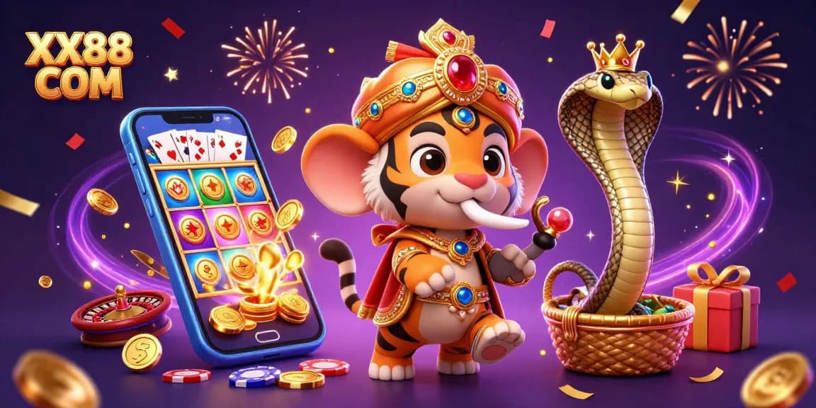 Spin to win at XX88 COM with vibrant casino-themed 3D illustration of enchanting characters and games.