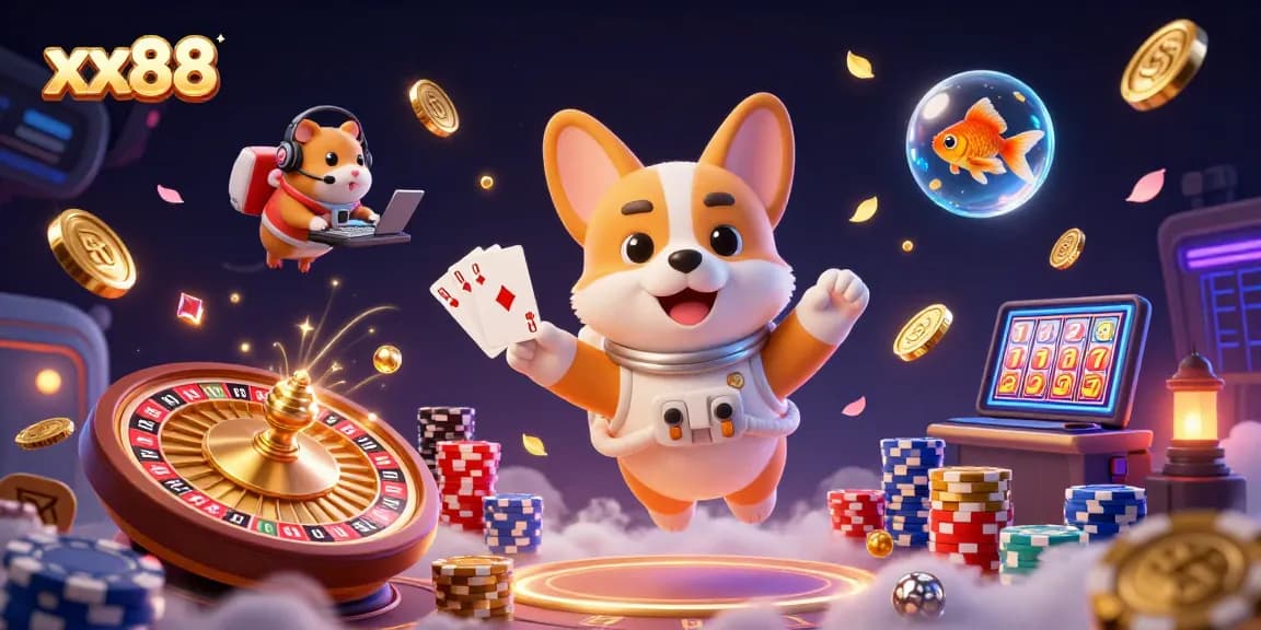 Bet on exciting games with xx88 in a vibrant, dynamic casino space scene!