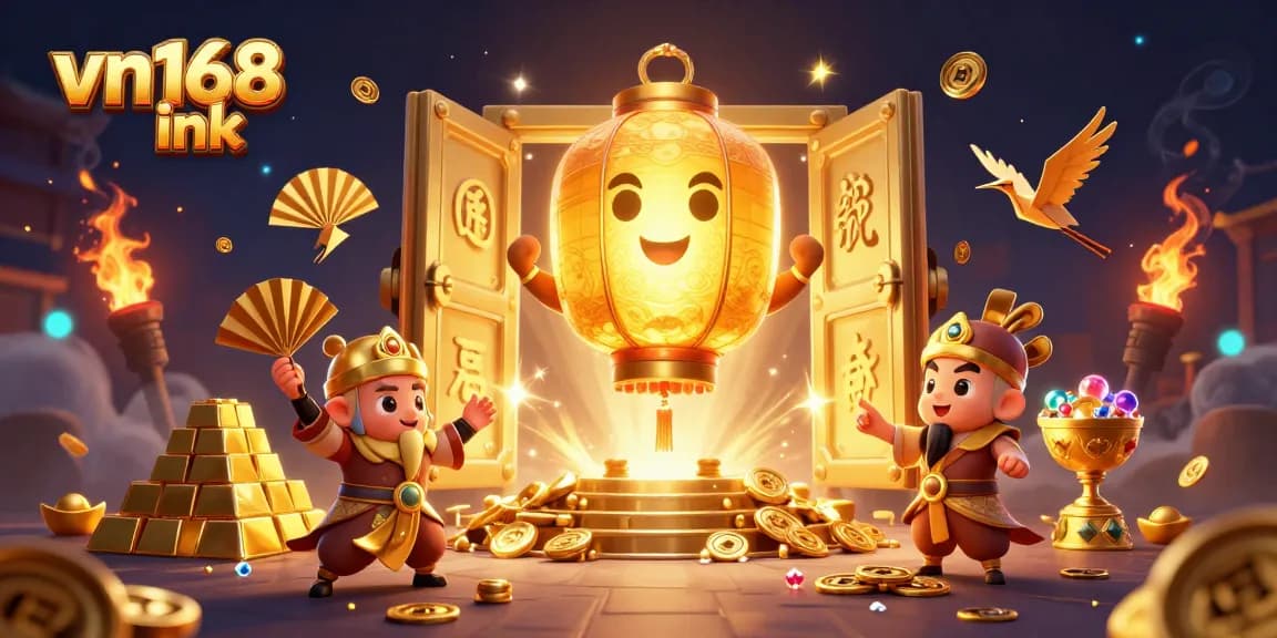 Experience the exciting gaming atmosphere at VN168 ink with dynamic colorful casino characters.