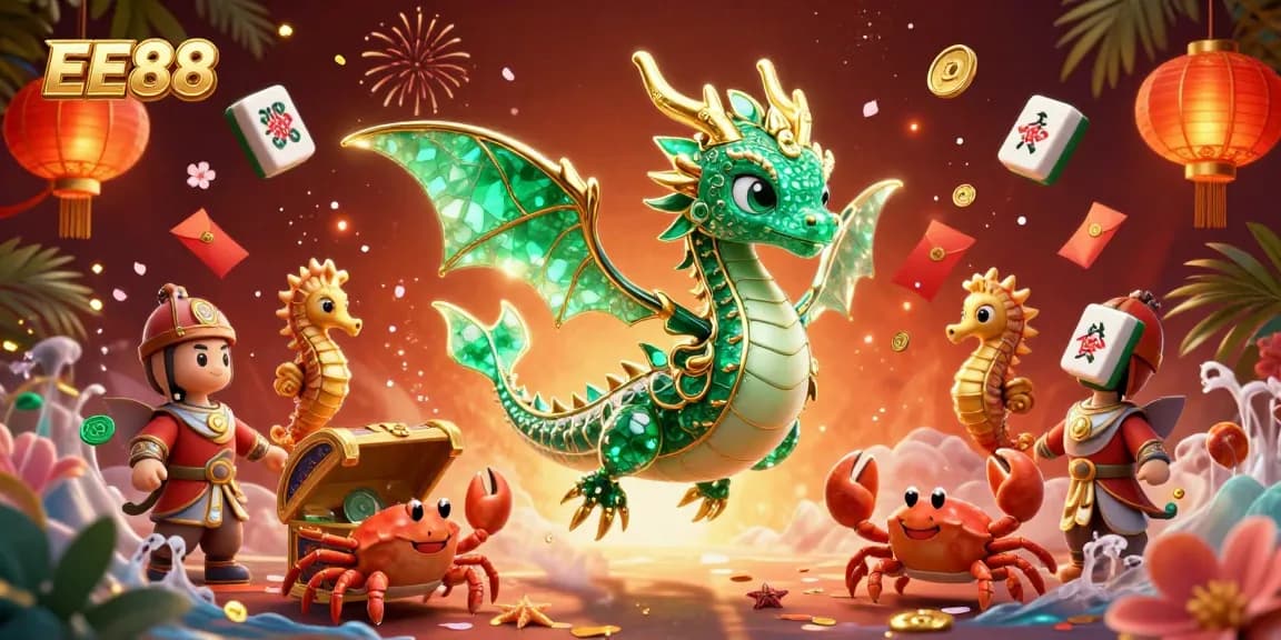 Join the excitement at EE88 with vibrant 3D casino scenes featuring dragons and treasures!