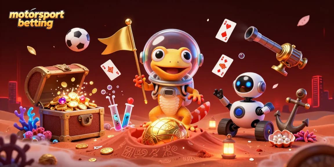 Engage in motorsport betting excitement with a vibrant, dynamic Martian-themed casino illustration.