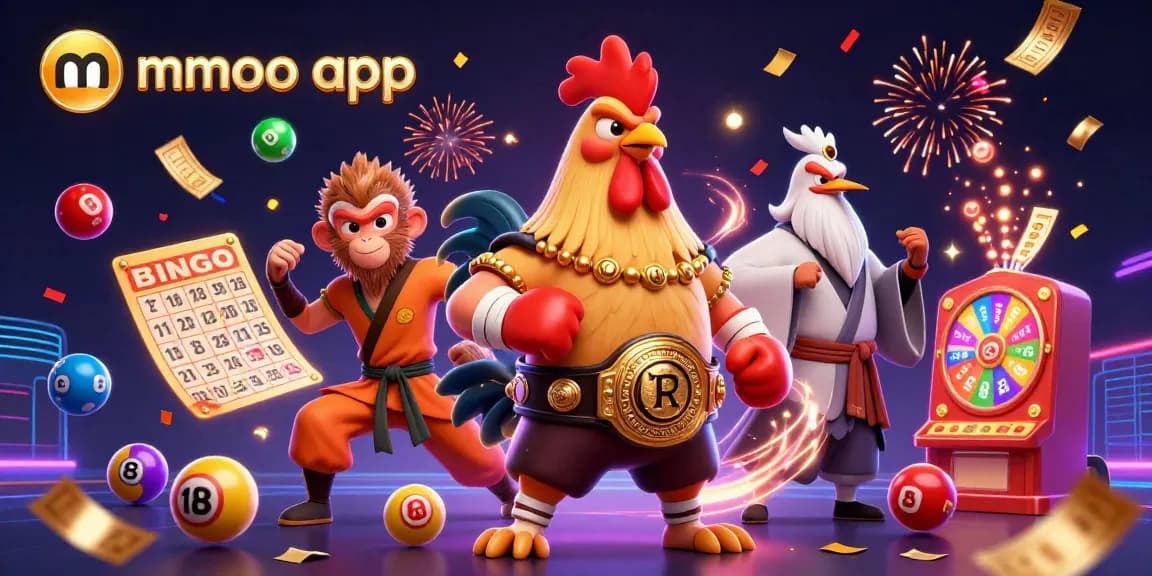 Experience the vibrant world of mmoo app with colorful gambling elements and exciting characters.