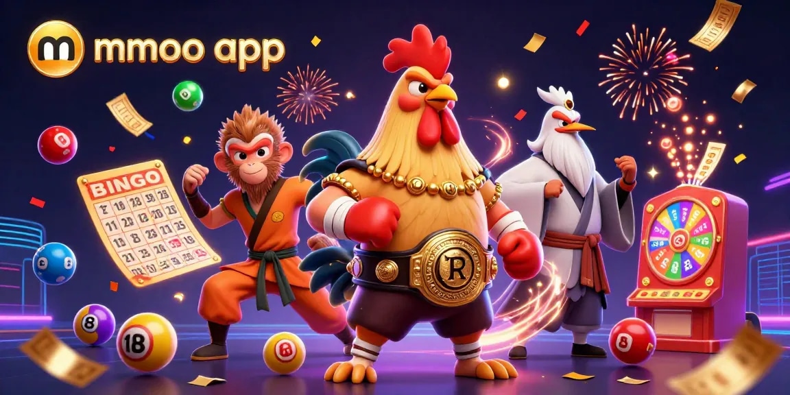 Experience the vibrant world of mmoo app with colorful gambling elements and exciting characters.