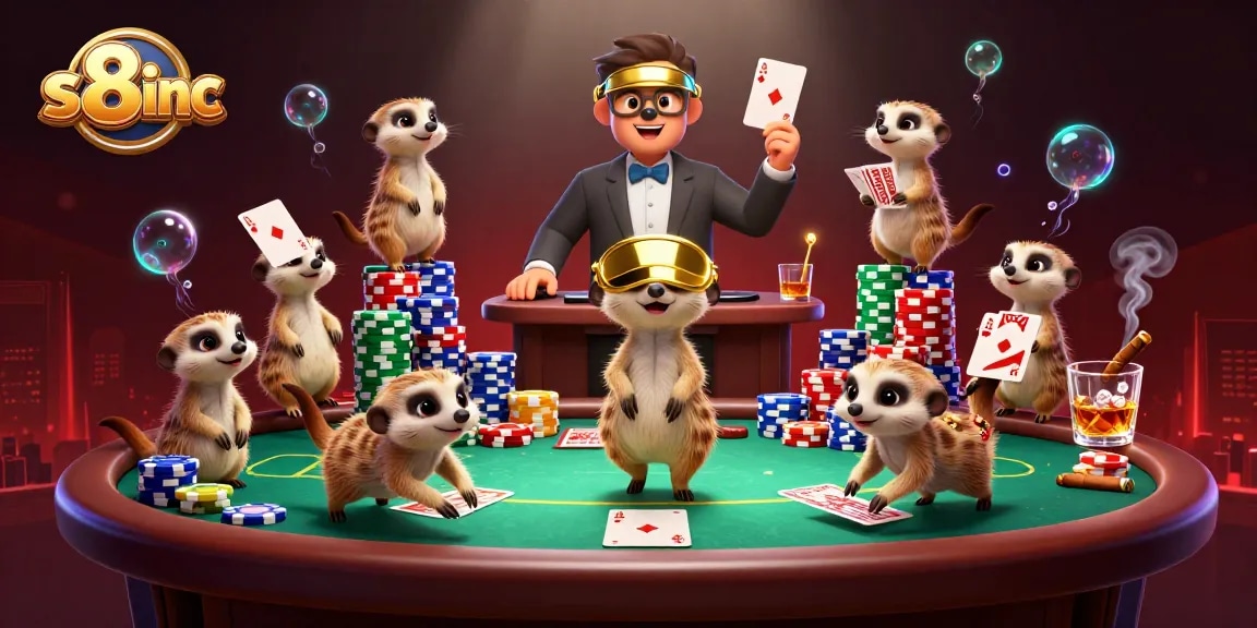 Experience thrilling games at s8inc as meerkats manage a lively casino atmosphere.