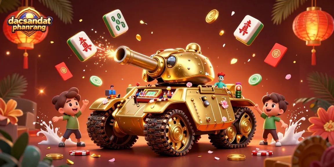 Engage with thrilling gaming action at dacsandatphanrang, featuring a vibrant 3D casino scene with lively elements.