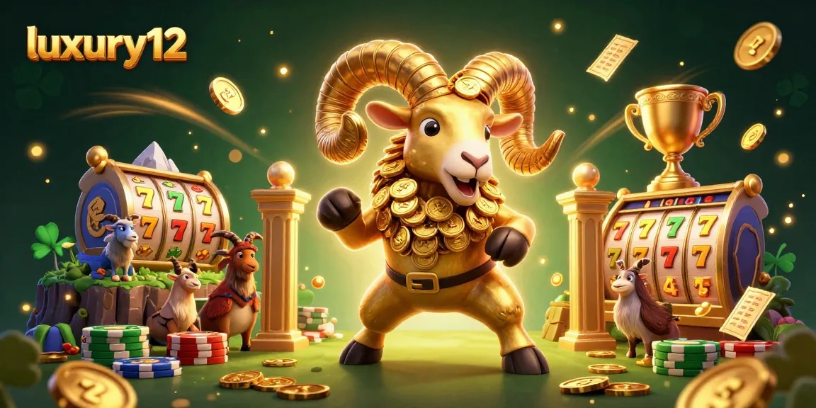 Engage with luxury12's thrilling slot experience, featuring a golden ram and action-packed elements.
