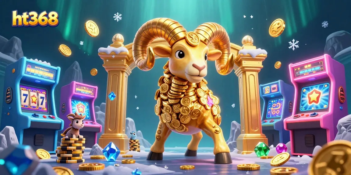 Experience thrilling action at ht368 with a golden ram charging through a vibrant casino scene.