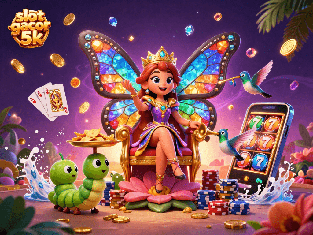 Experience excitement with slot gacor 5k in this vibrant 3D casino scene full of animated characters.