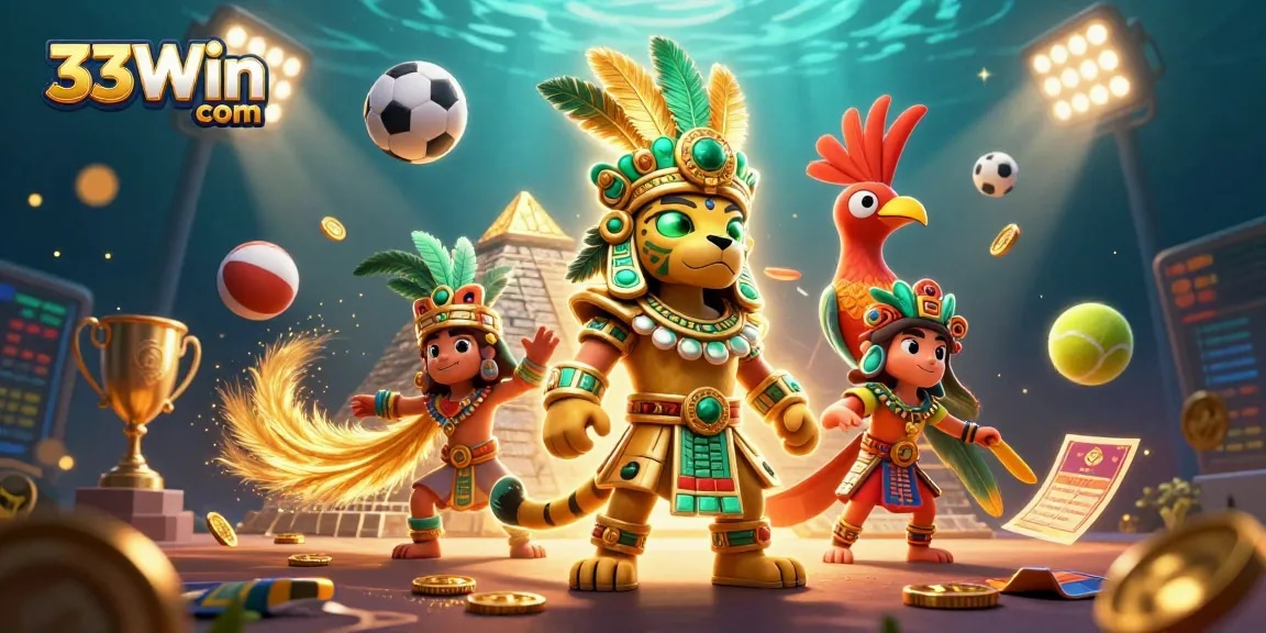 Engage with thrilling sports action in 33Win com's dynamic casino atmosphere featuring vibrant character designs.