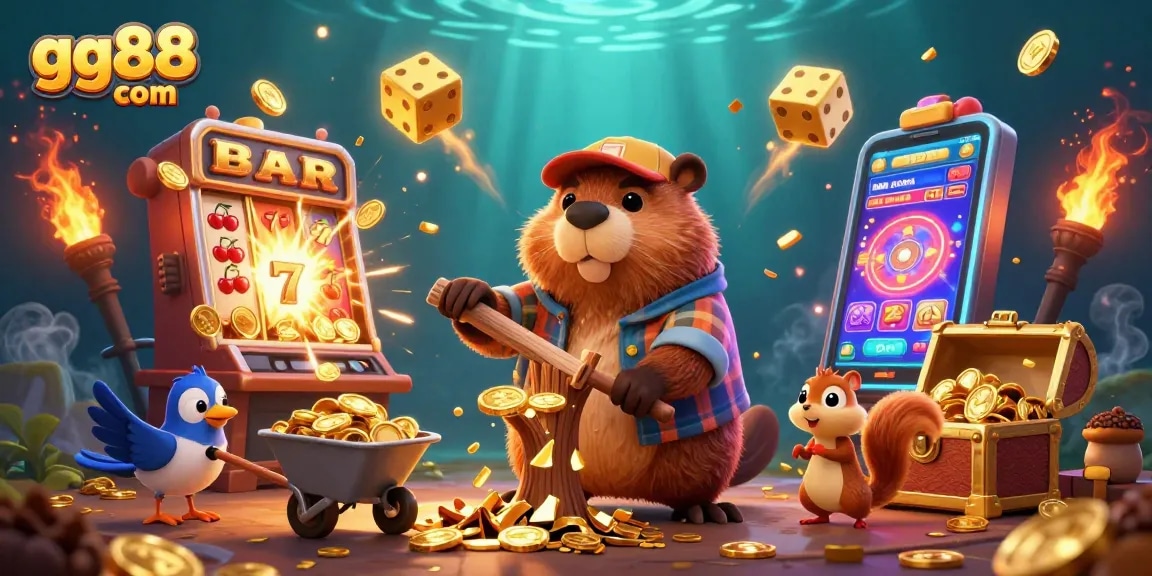 Experience the excitement at gg88 com with our vibrant 3D illustration showcasing lively casino elements and characters!