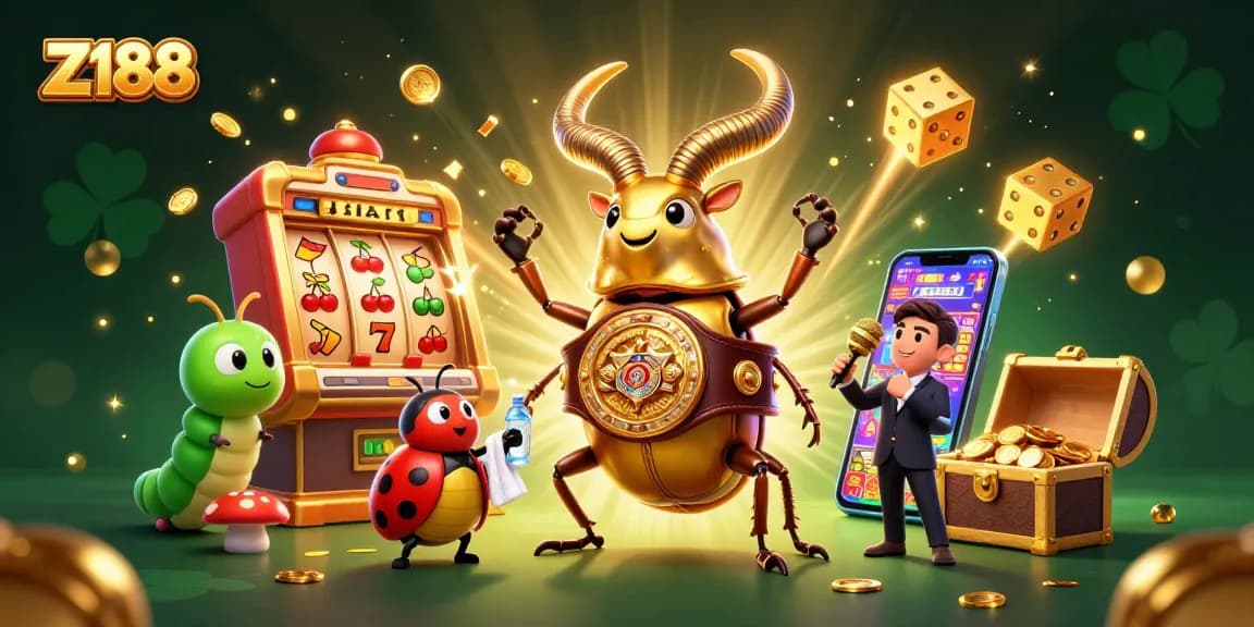 Experience the thrill at Z188 with vibrant, dynamic casino action featuring exciting characters and game elements.
