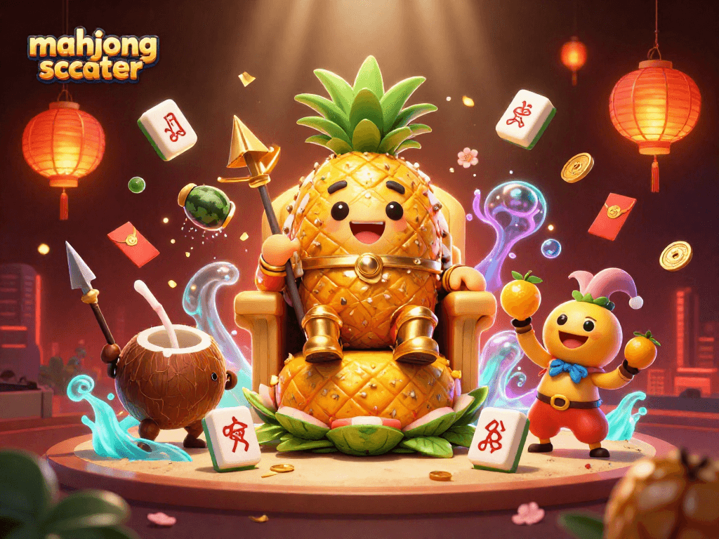 Experience the thrill of mahjong scatter with lively casino characters in a vibrant, dynamic setting.
