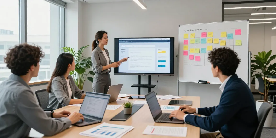 Innovative team discussion at https://rtischeduler.co.uk/ in a modern office.