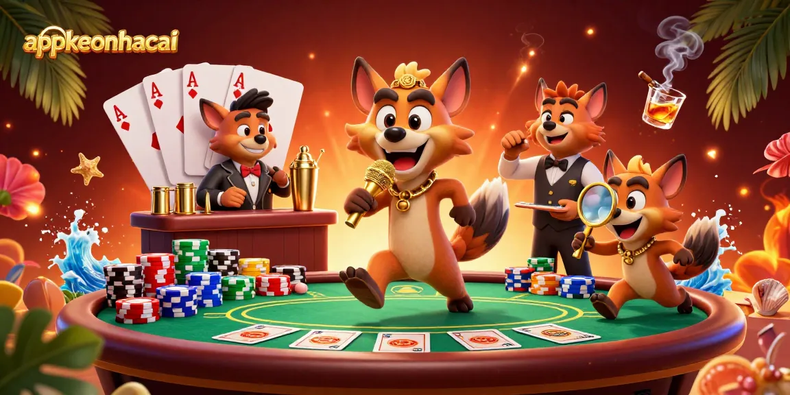 Experience the lively appkeonhacai comedy casino with hyenas crafting jokey moments among poker games.