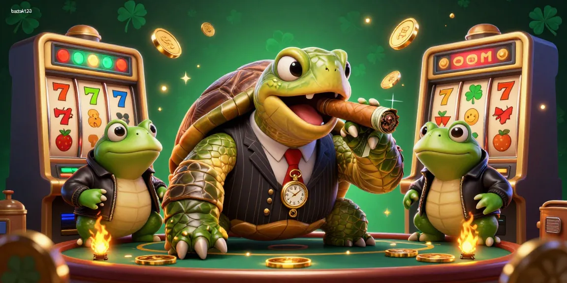 BADAK123 membawa keseruan permainan slot dengan karakter unik dalam ilustrasi kasino digital.