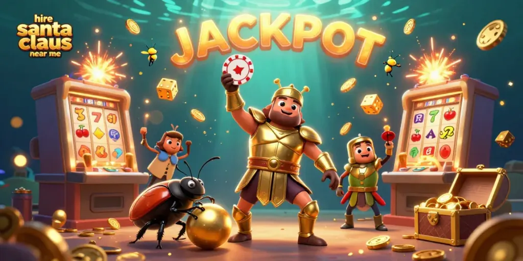 Engage and book a Santa Claus hire with festive casino-themed charm and joy.