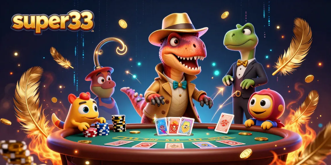 Engage in super33 gaming with a clever velociraptor card counter at a dynamic blackjack table.