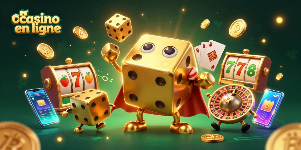 Jouez dans un nouveau casino en ligne avec des dés dorés et des éléments de jeu captivants.