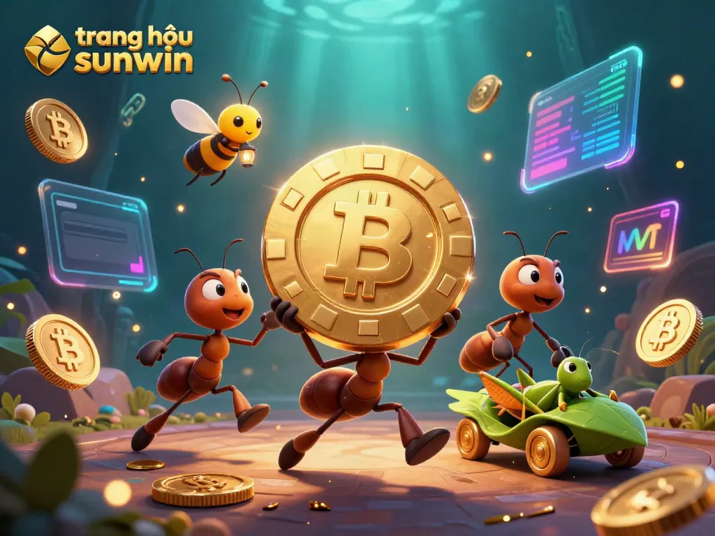 Experience the excitement at trang chủ sunwin with vibrant gambling activities illustrated in a dynamic 3D scene.