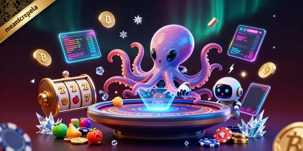Meandcrepela menyajikan pengalaman perjudian slot yang luar biasa dengan kartun alien dan robot di meja poker holografik.