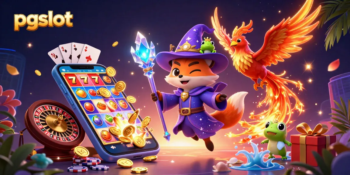 Experience the excitement of pgslot with a vibrant scene of a wizard, phoenix, and enchanted elements.