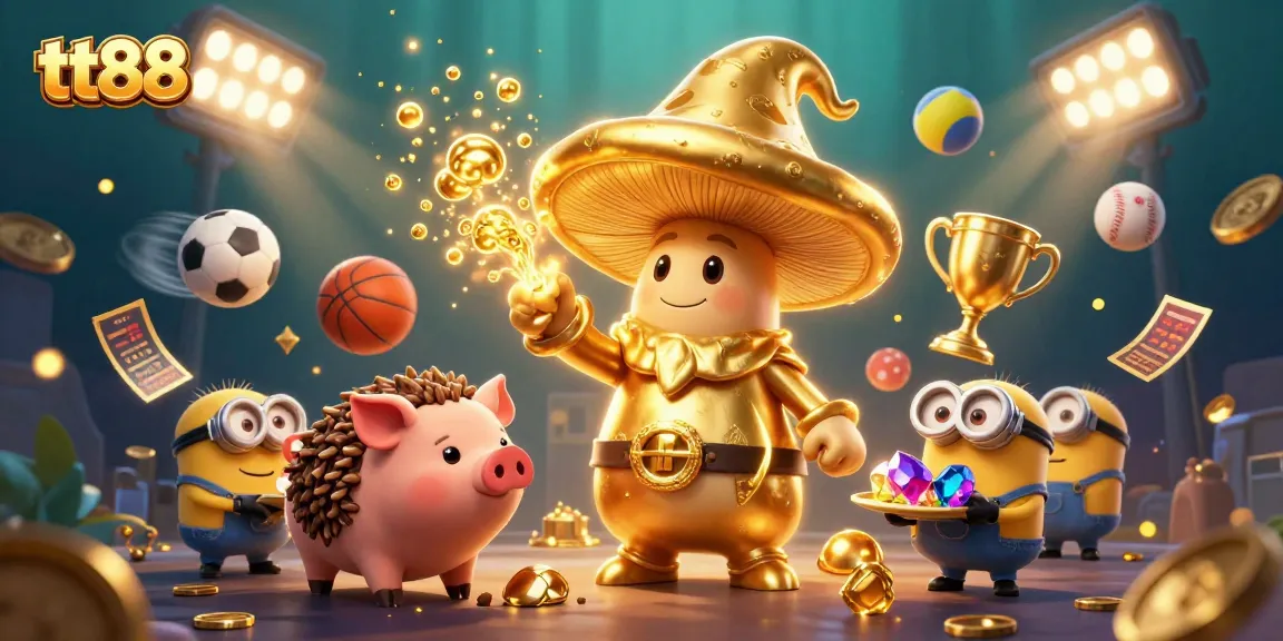 Experience the thrill of gaming at tt88 with an enchanted wizard scene and dynamic sports elements.