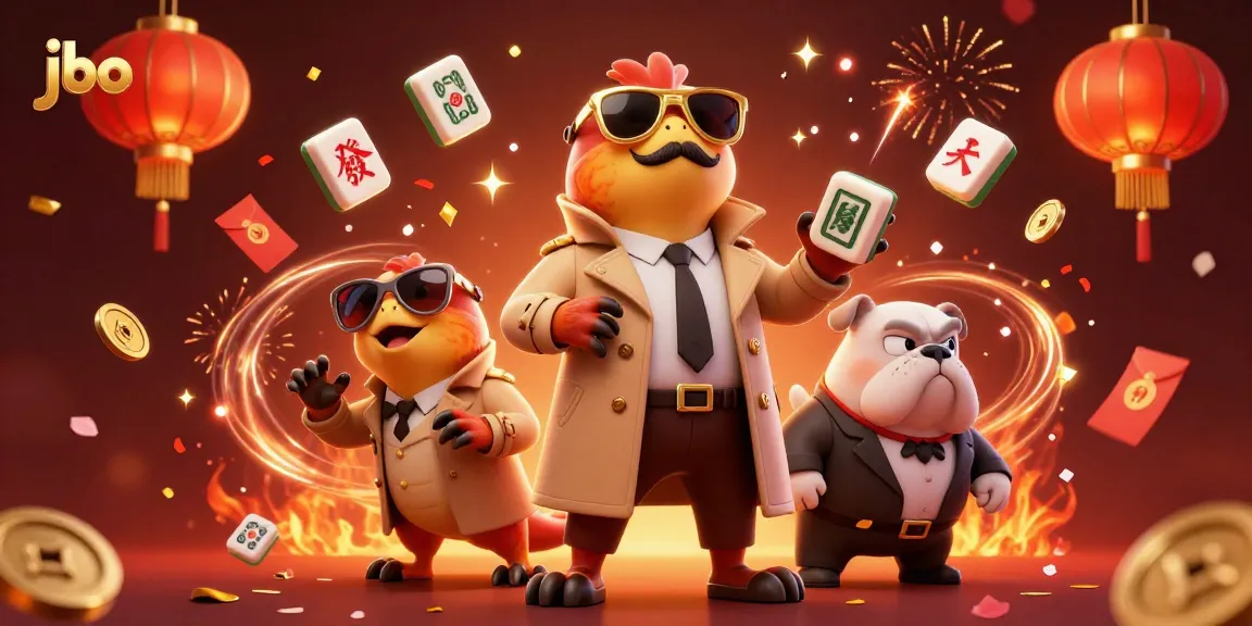 Experience jbo with raptors in a trench coat entering a VIP casino, surrounded by festive elements.