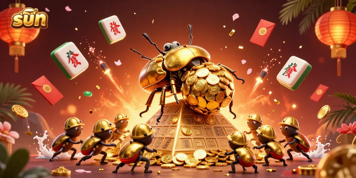 Experience the excitement of sun-themed casino adventures with golden beetles and vibrant elements.