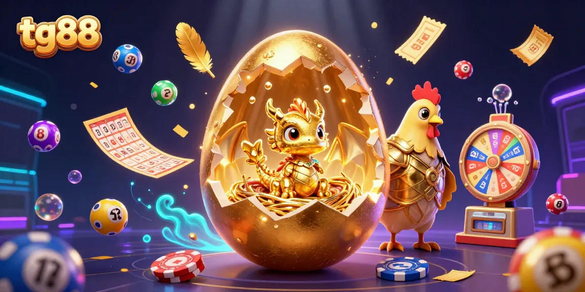 Experience the thrill of tg88 casino gaming with a splendid golden dragon emerging from a nest of poker chips amidst vibrant elements.
