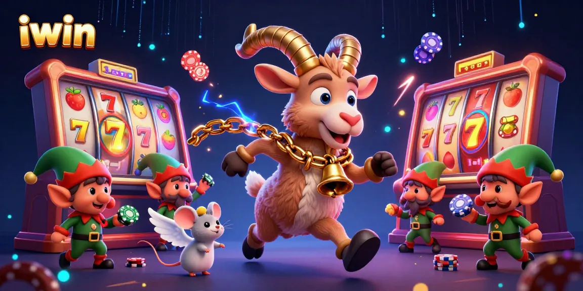 iwin casino offers exciting gameplay with a Krampus goat and elf gremlins stealing chips.