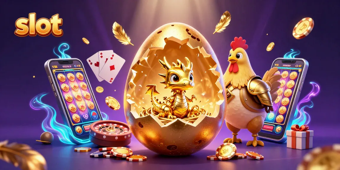 Spin the slot reels alongside a golden dragon and poker chips in this dynamic casino scene.