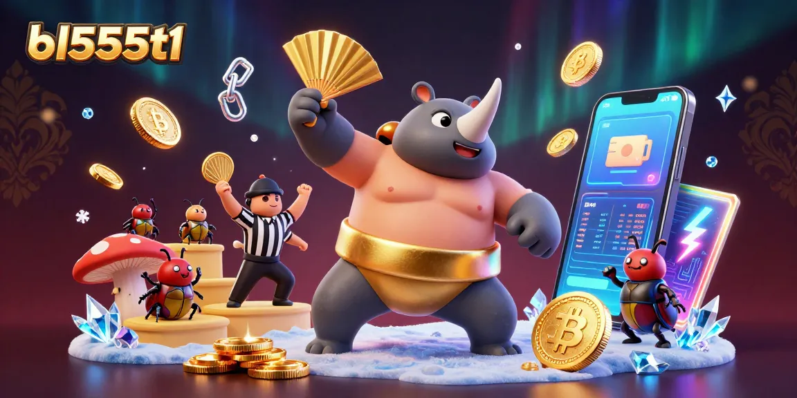 Engage with the thrilling experience of bl555t1, where a beetle champion stomps coins in a vibrant casino scene.